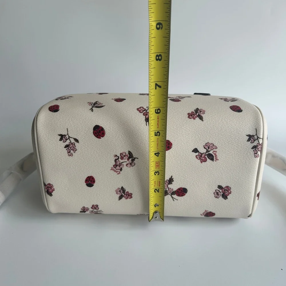 Coach Rowan Satchel Ladybug Floral Print Chalk Multi Canvas Crossbody Bag CU272
